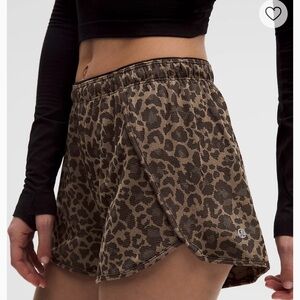 Leopard Print Athletic Shorts - Brown